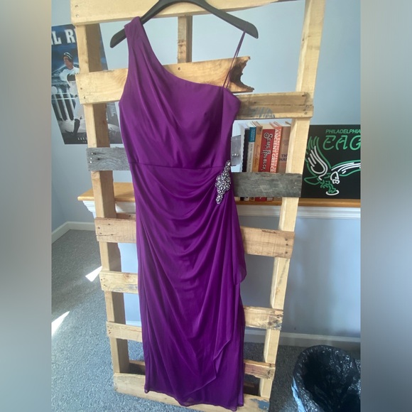 Alex Evenings Elegant Purple One-Shoulder Dress - Size 12 - Picture 1 of 7